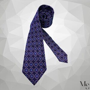 ERMENEGILDO ZEGNA Purple Medallion Print Silk Tie Made In Italy 60” x 3.4’’ NWOT